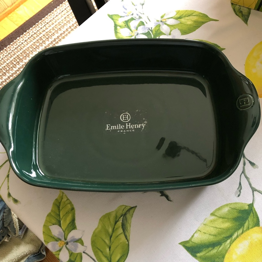Emile Henry Deep Rectangular Baking Dish in Dark Green